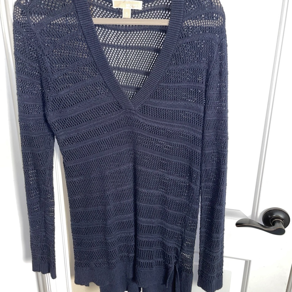 Michael kors see thru sweater size med navy blue